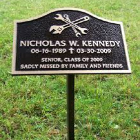 Sculptured bronze memorial plaque