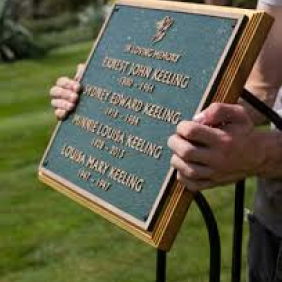 Bronze plaque with tree silhouette